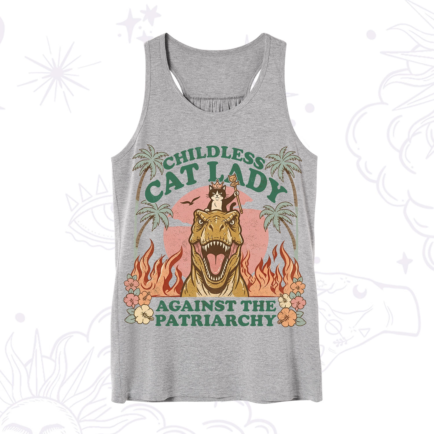 Purplehecate Childless Cat Lady Burn the Patriarchy Tank