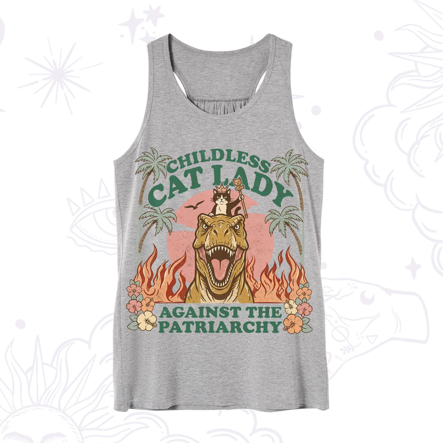 Purplehecate Childless Cat Lady Burn the Patriarchy Tank