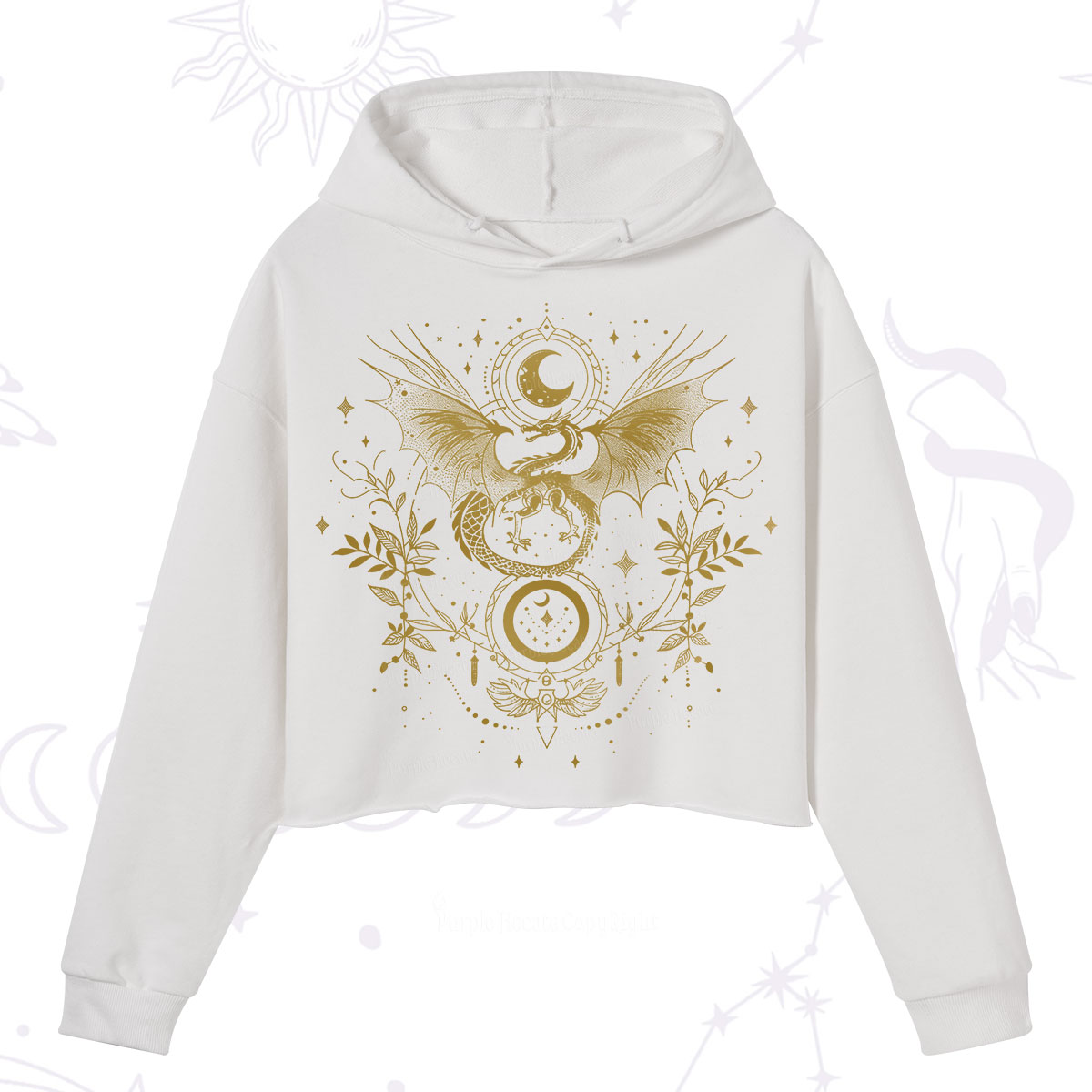 Purplehecate Celestial Dragon Moon Phase Crop Hoodie