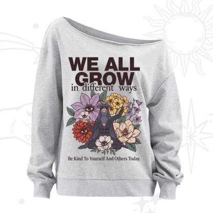 Purplehecate We All Grow Different Ways Floral Off The Shoulder Sweatshirt