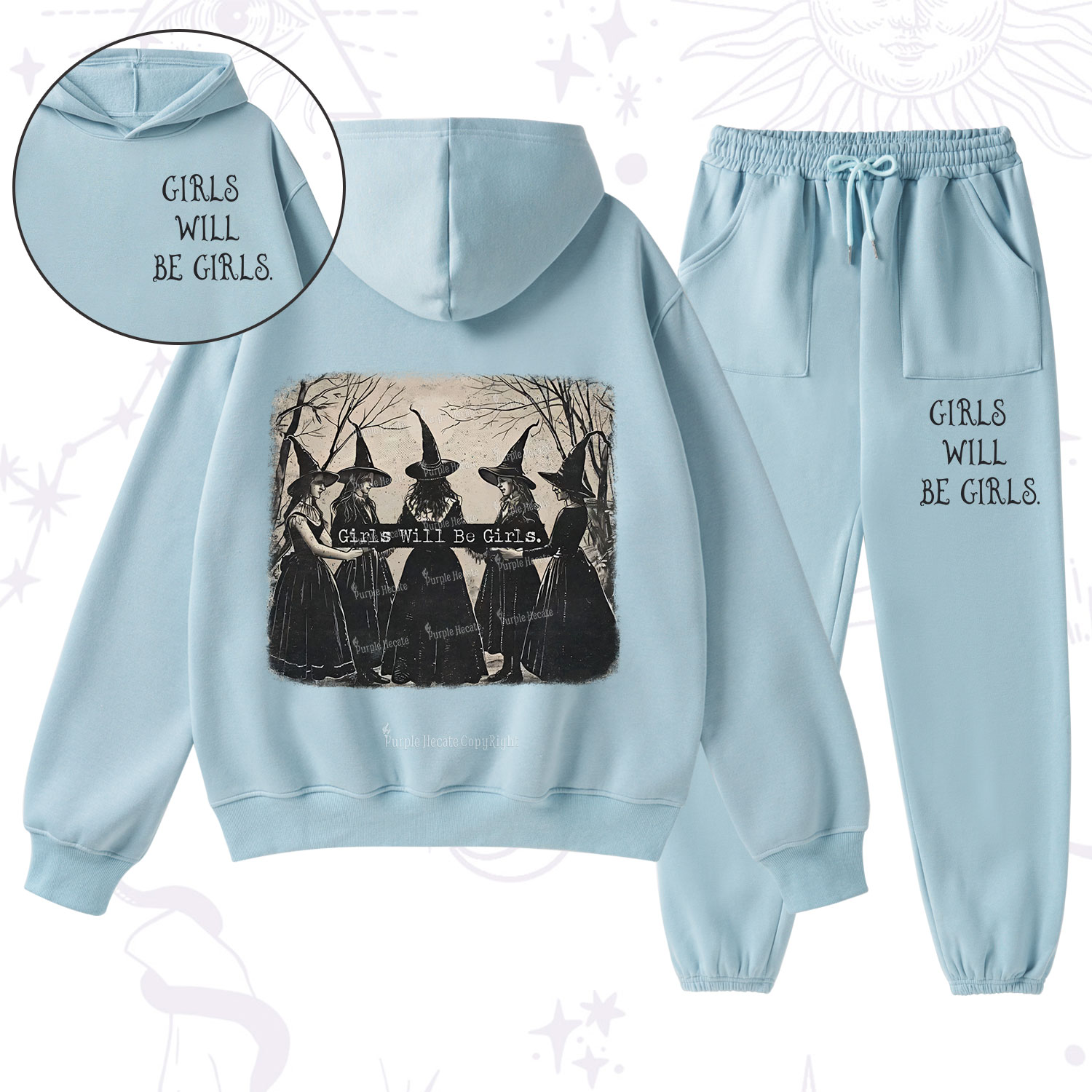 Purplehecate Girls Will Be Girls Witch Fleece Hoodie Suit