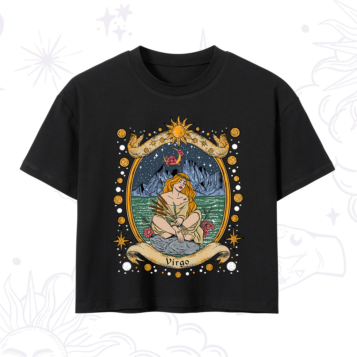Purplehecate Celestial Virgo Zodiac Crop T-Shirt 