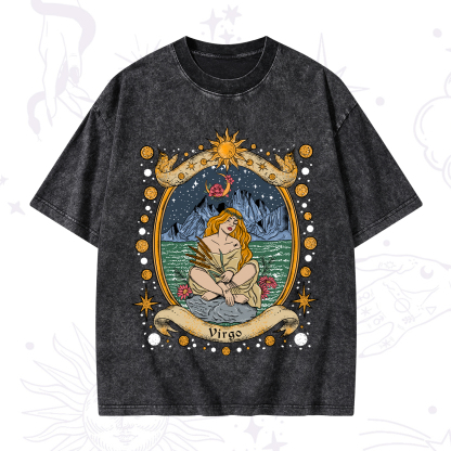 Purplehecate Celestial Virgo Zodiac Washed T-Shirt