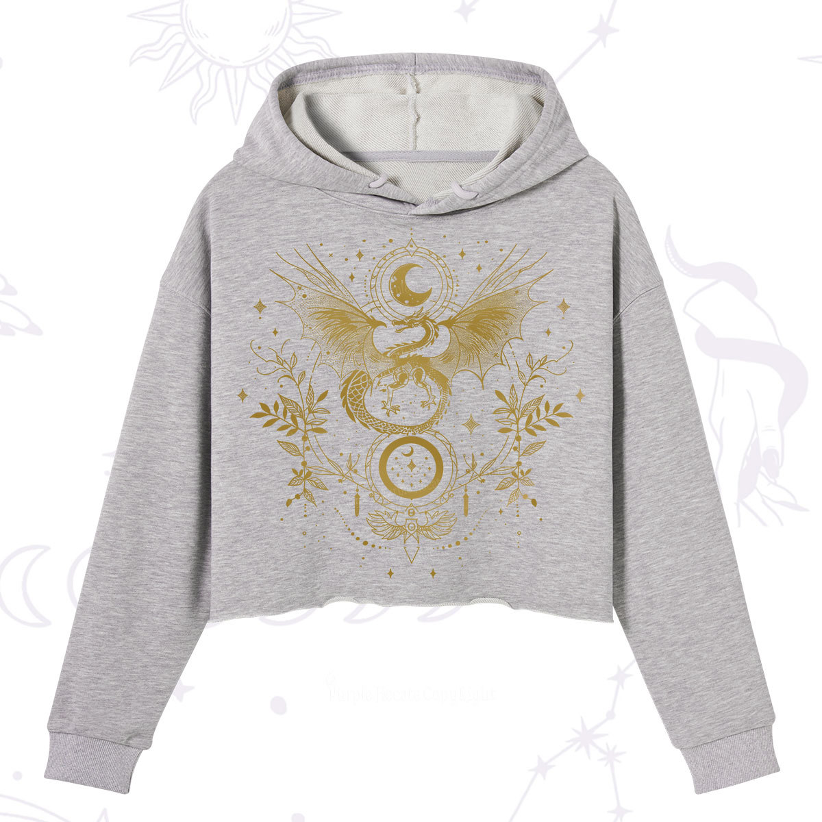 Purplehecate Celestial Dragon Moon Phase Crop Hoodie