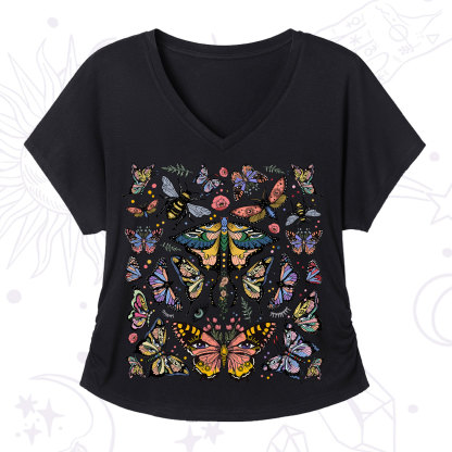 Purplehecate Mystical Butterfly & Moth V-Neck T-Shirt