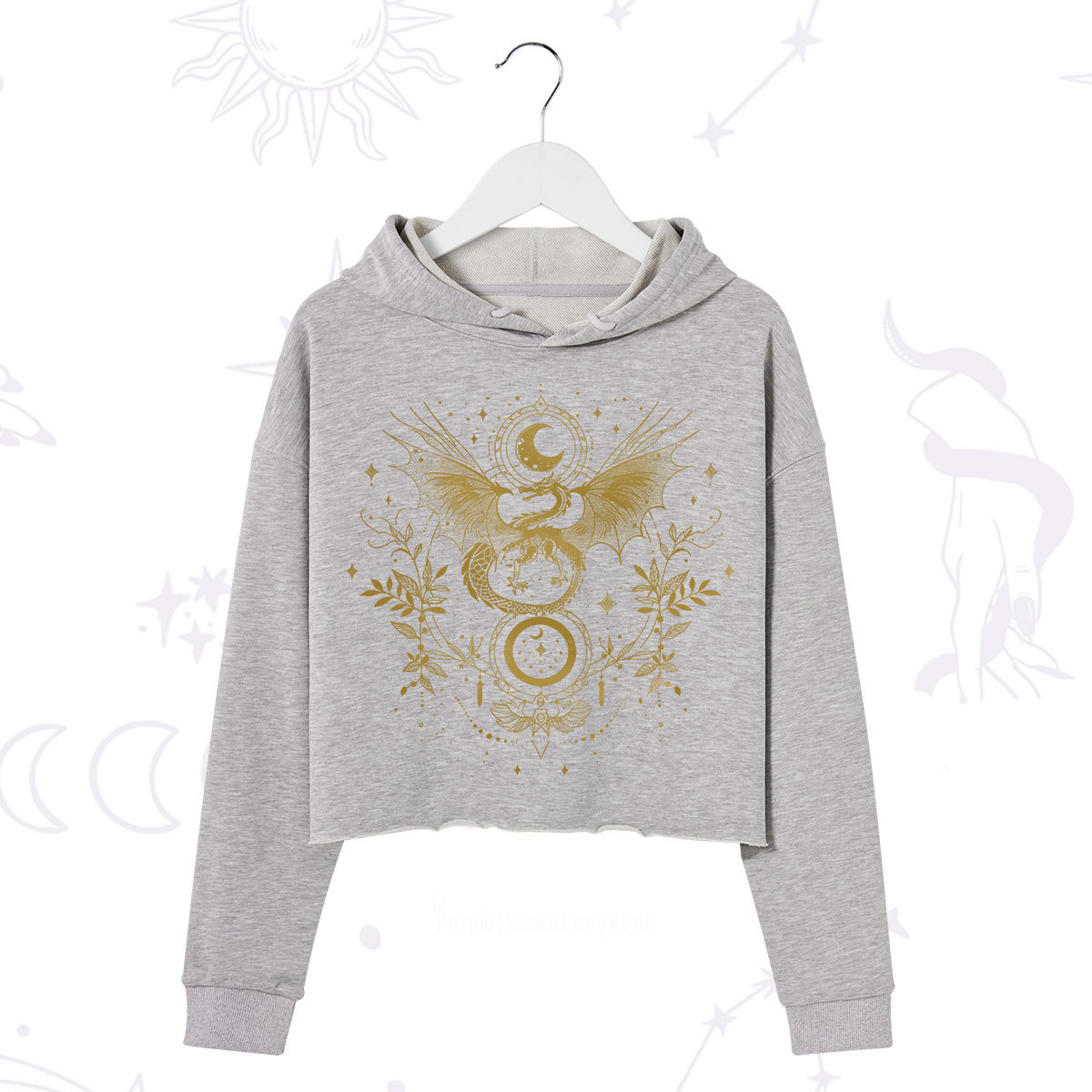 Purplehecate Celestial Dragon Moon Phase Crop Hoodie