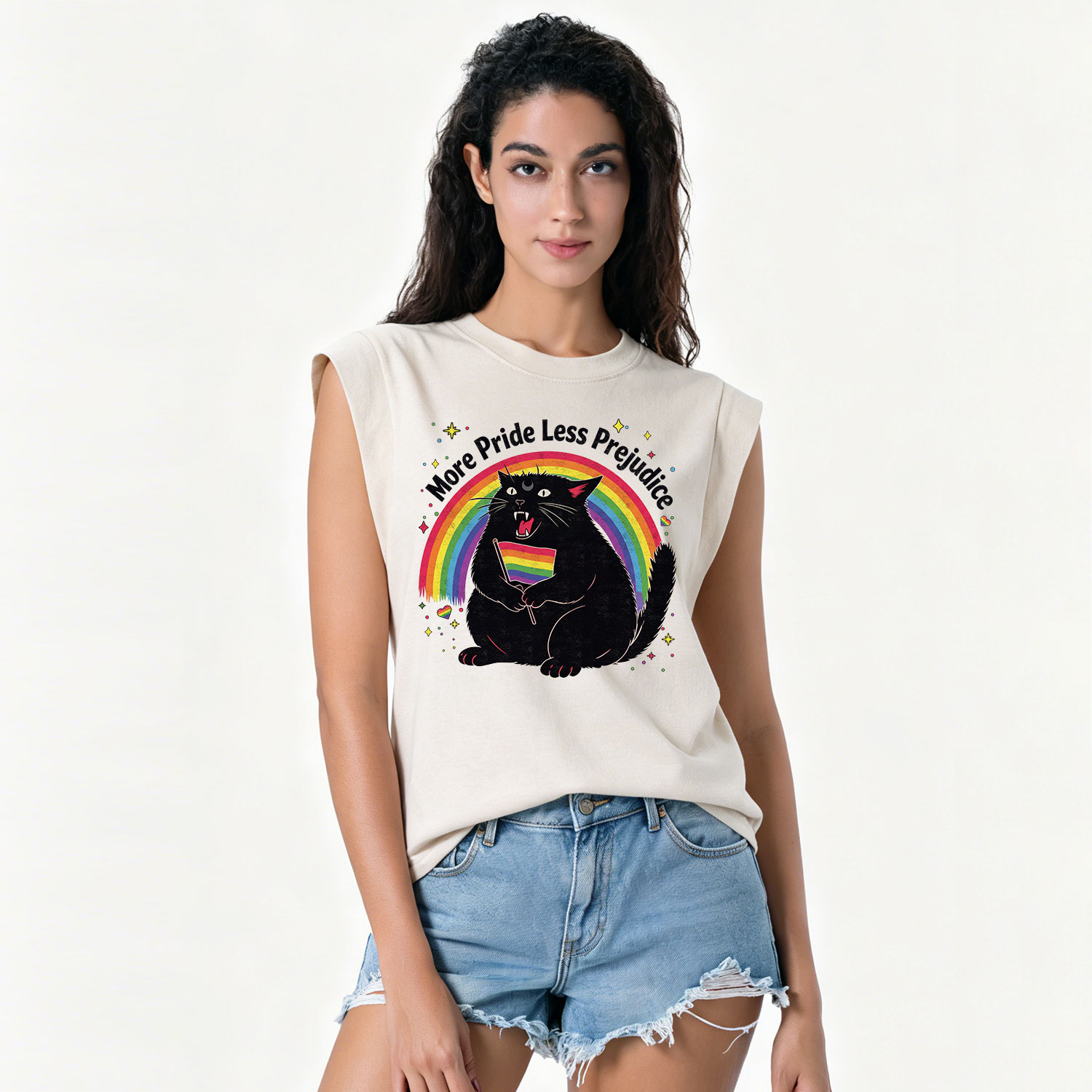 Purplehecate More Pride Less Prejudice Cat Vintage Washed Tank
