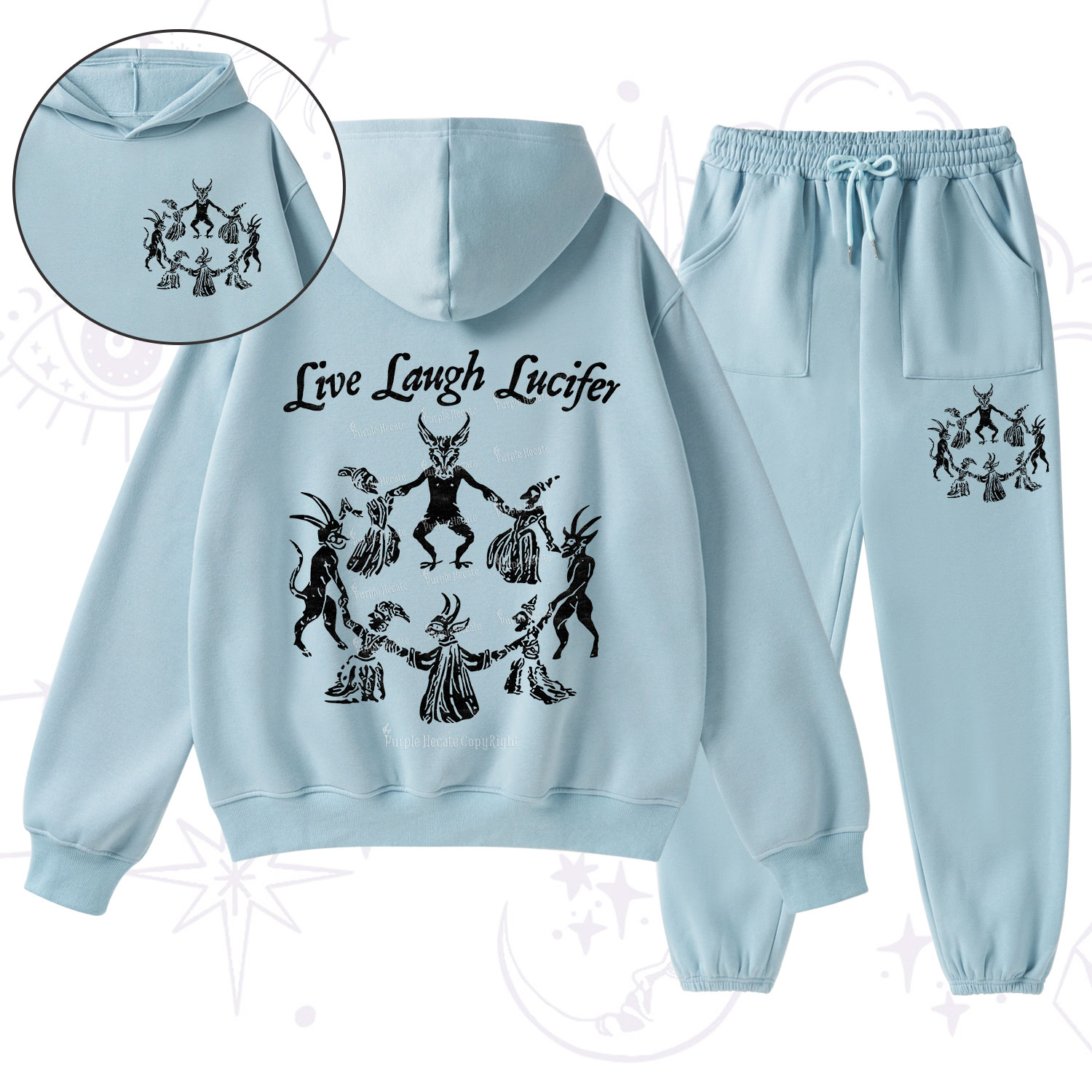 Purplehecate Live Laugh Lucifer Fleece Hoodie Suit