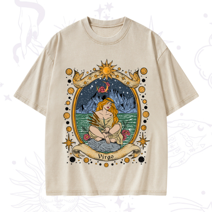 Purplehecate Celestial Virgo Zodiac Washed T-Shirt