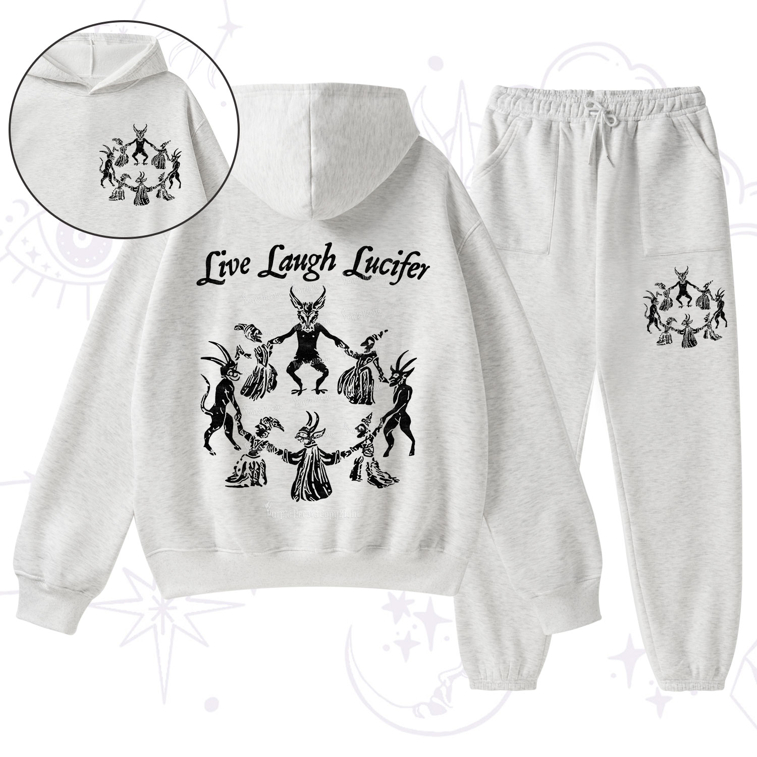 Purplehecate Live Laugh Lucifer Fleece Hoodie Suit