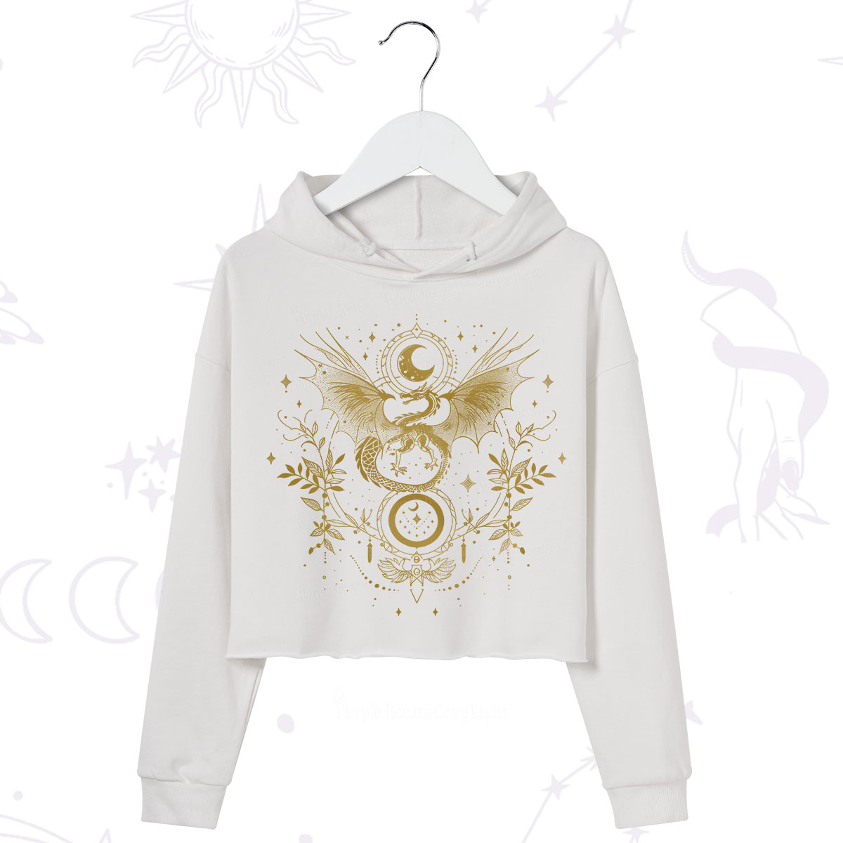 Purplehecate Celestial Dragon Moon Phase Crop Hoodie