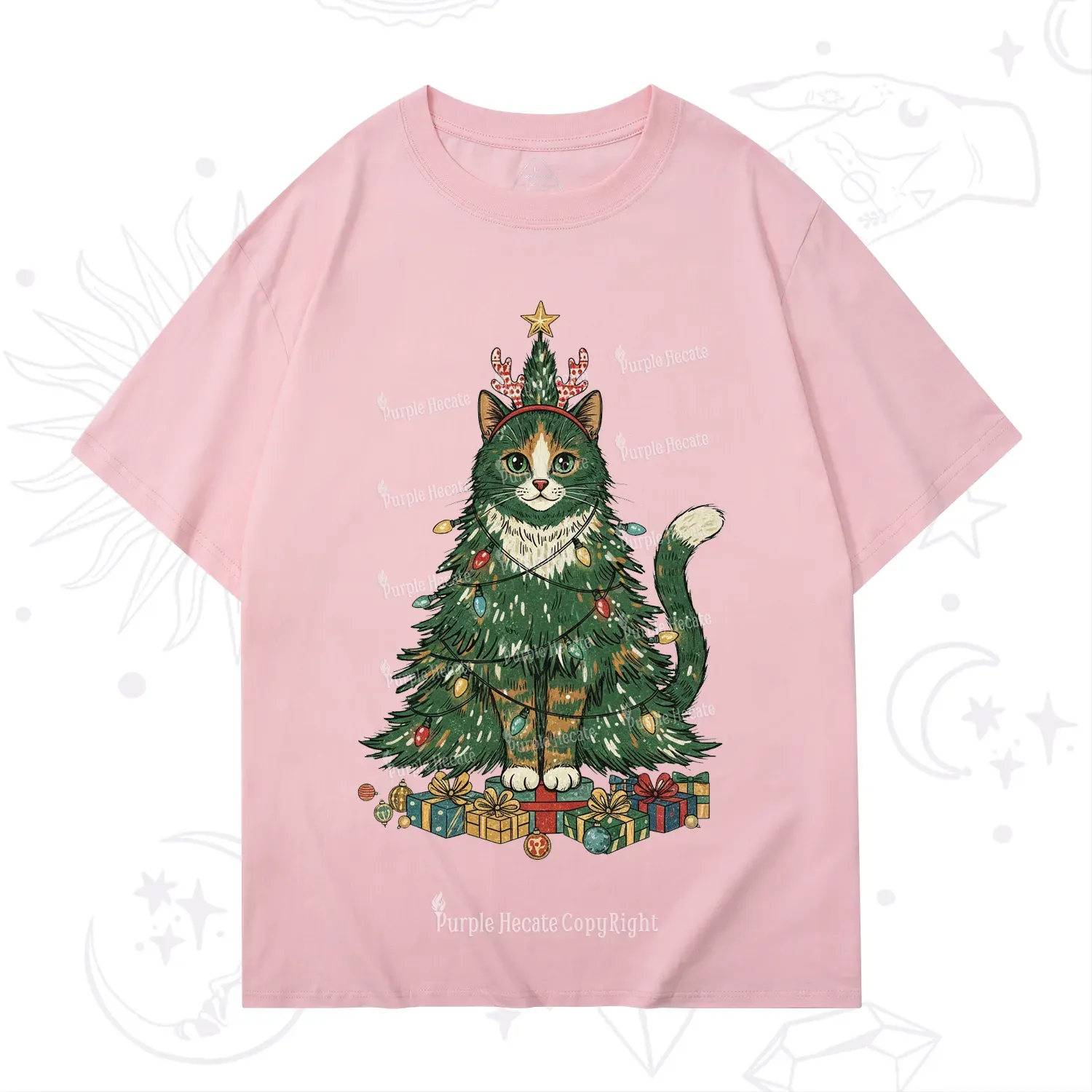 Purplehecate Cute Cats Christmas Tree T-Shirt