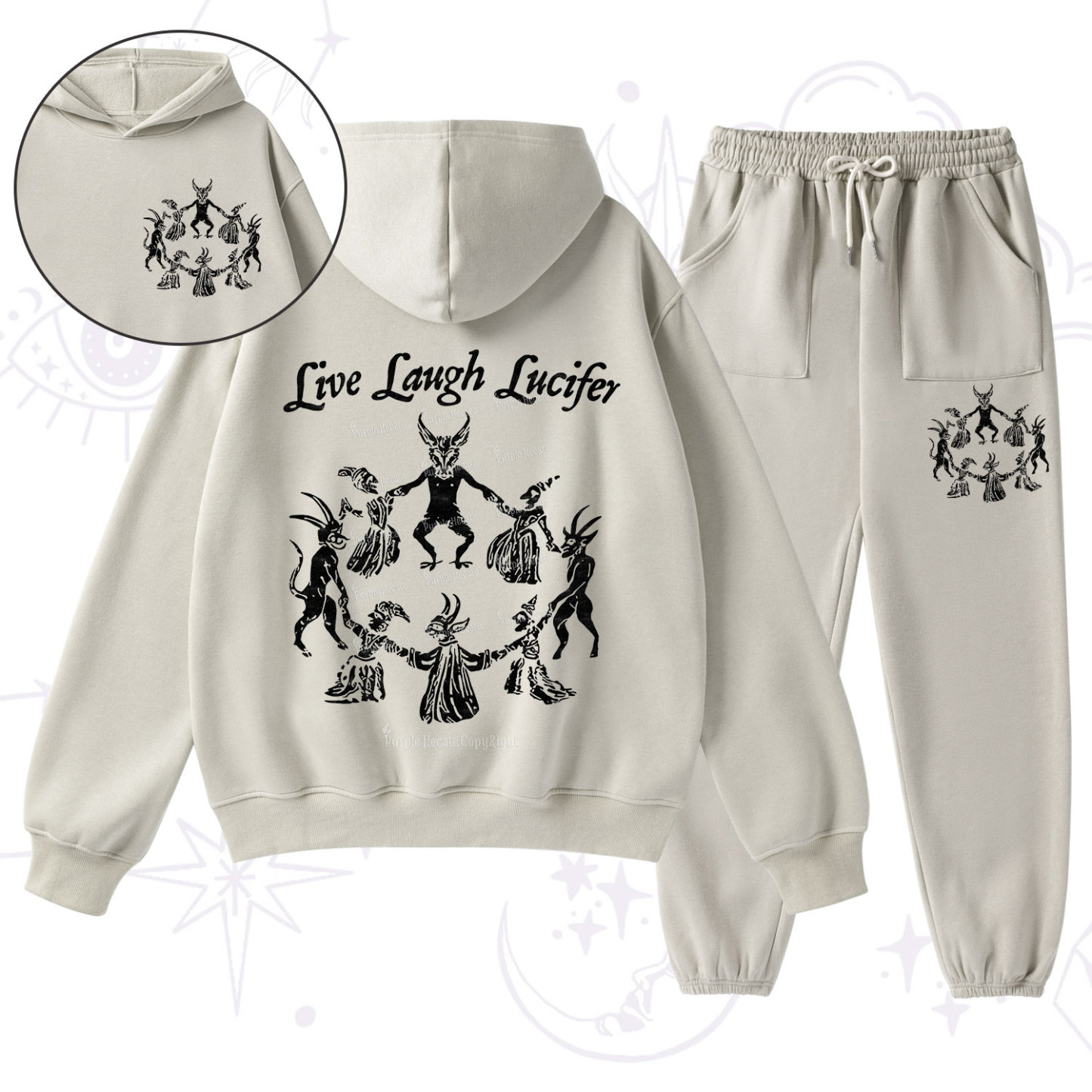 Purplehecate Live Laugh Lucifer Fleece Hoodie Suit