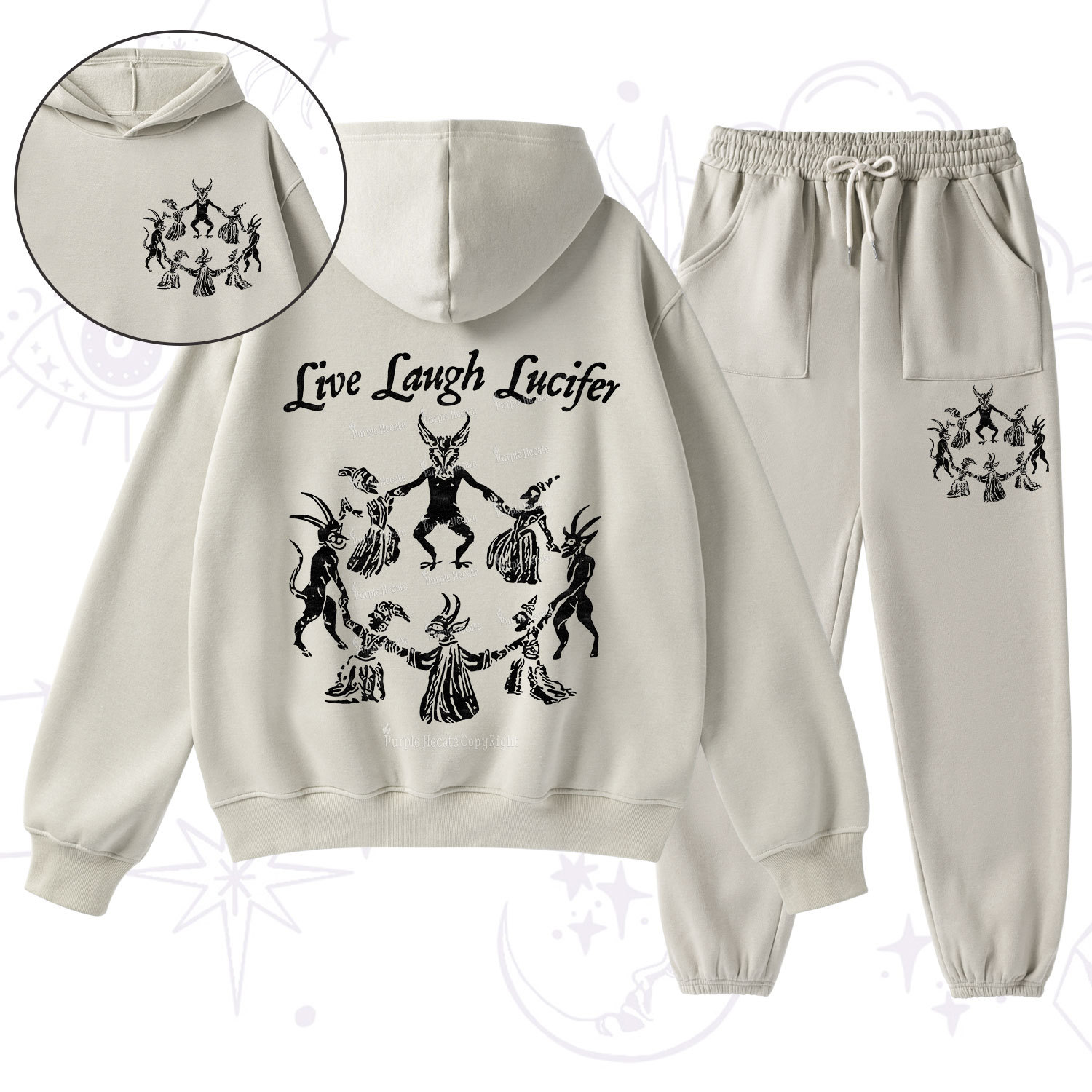 Purplehecate Live Laugh Lucifer Fleece Hoodie Suit