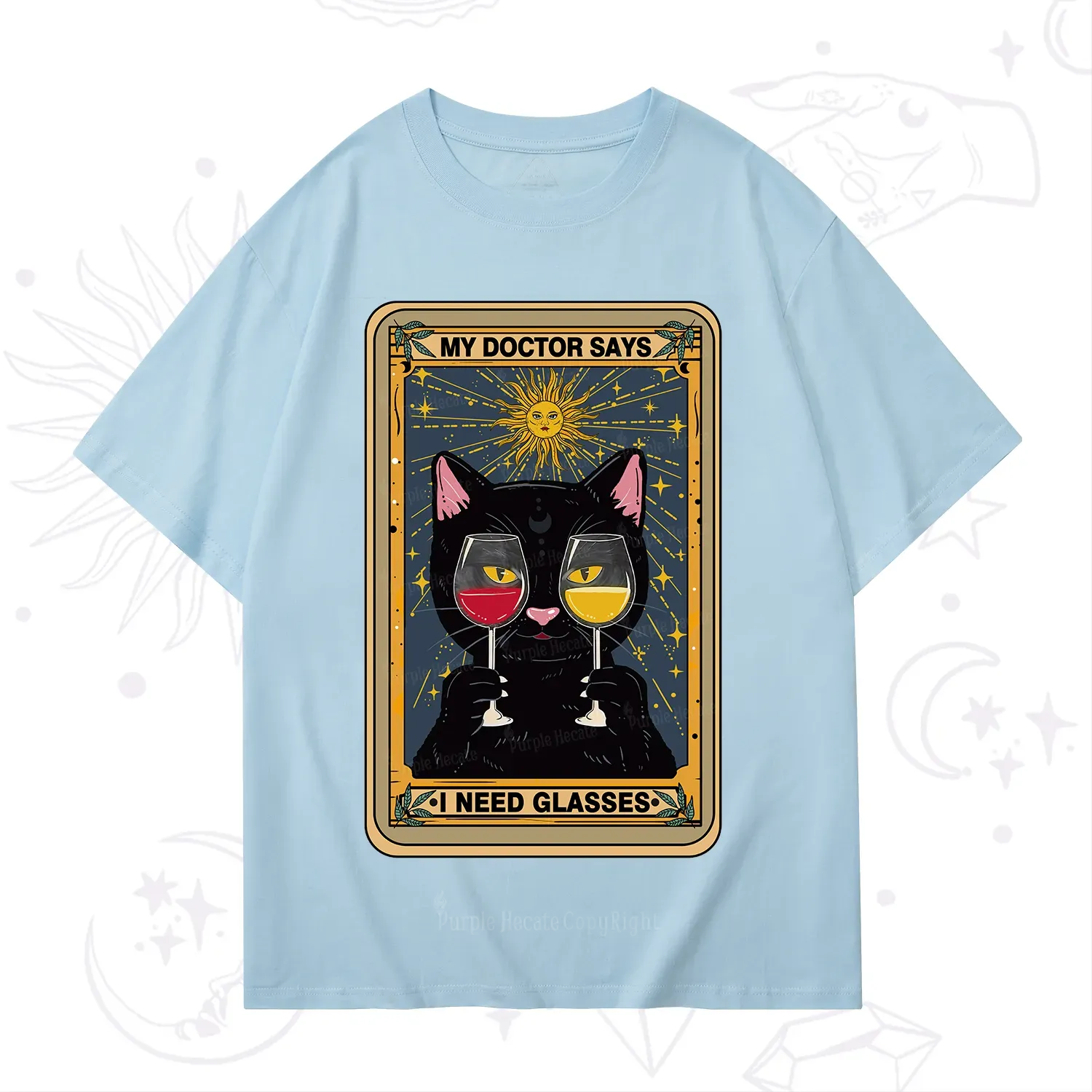 Purplehecate Funny Black Cat My Doctor Says I Need Glasses Tarot T-Shirt