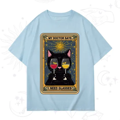 Purplehecate Funny Black Cat My Doctor Says I Need Glasses Tarot T-Shirt