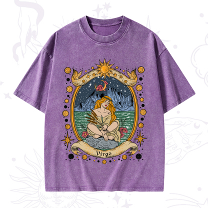 Purplehecate Celestial Virgo Zodiac Washed T-Shirt