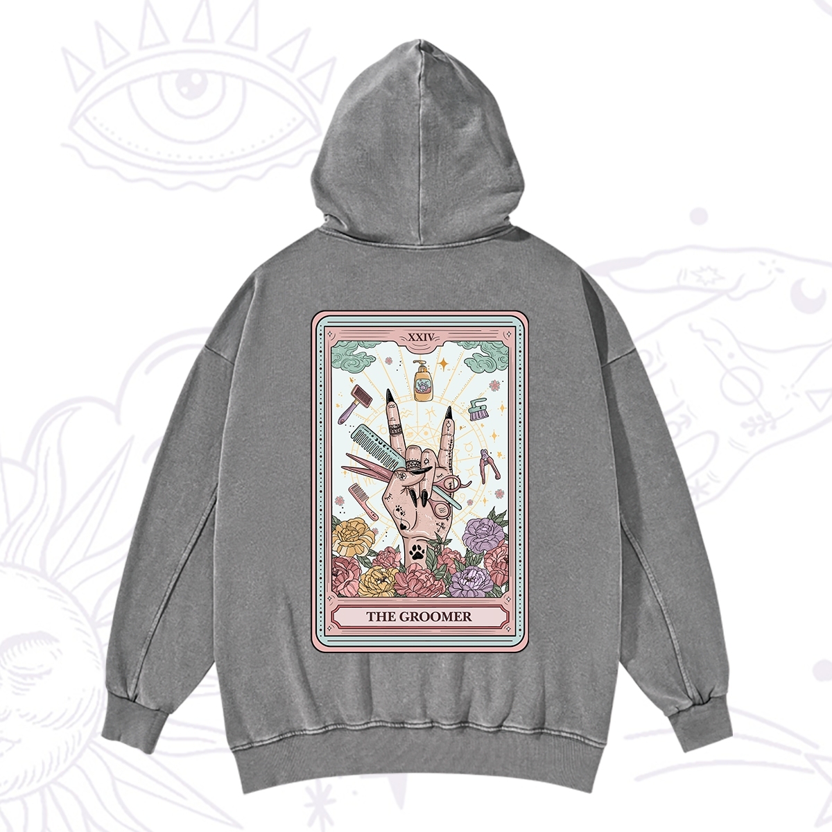Purplehecate The Pet Groomer Tarot Card Washed Hoodie