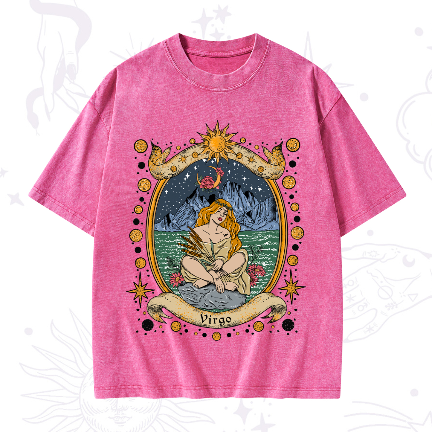 Purplehecate Celestial Virgo Zodiac Washed T-Shirt