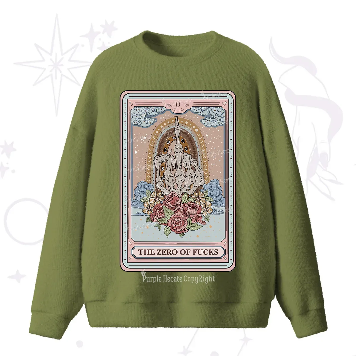 Purplehecate The Zero Of Fucks Tarot Fuzzy Ugly Sweater