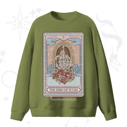 Purplehecate The Zero Of Fucks Tarot Fuzzy Ugly Sweater