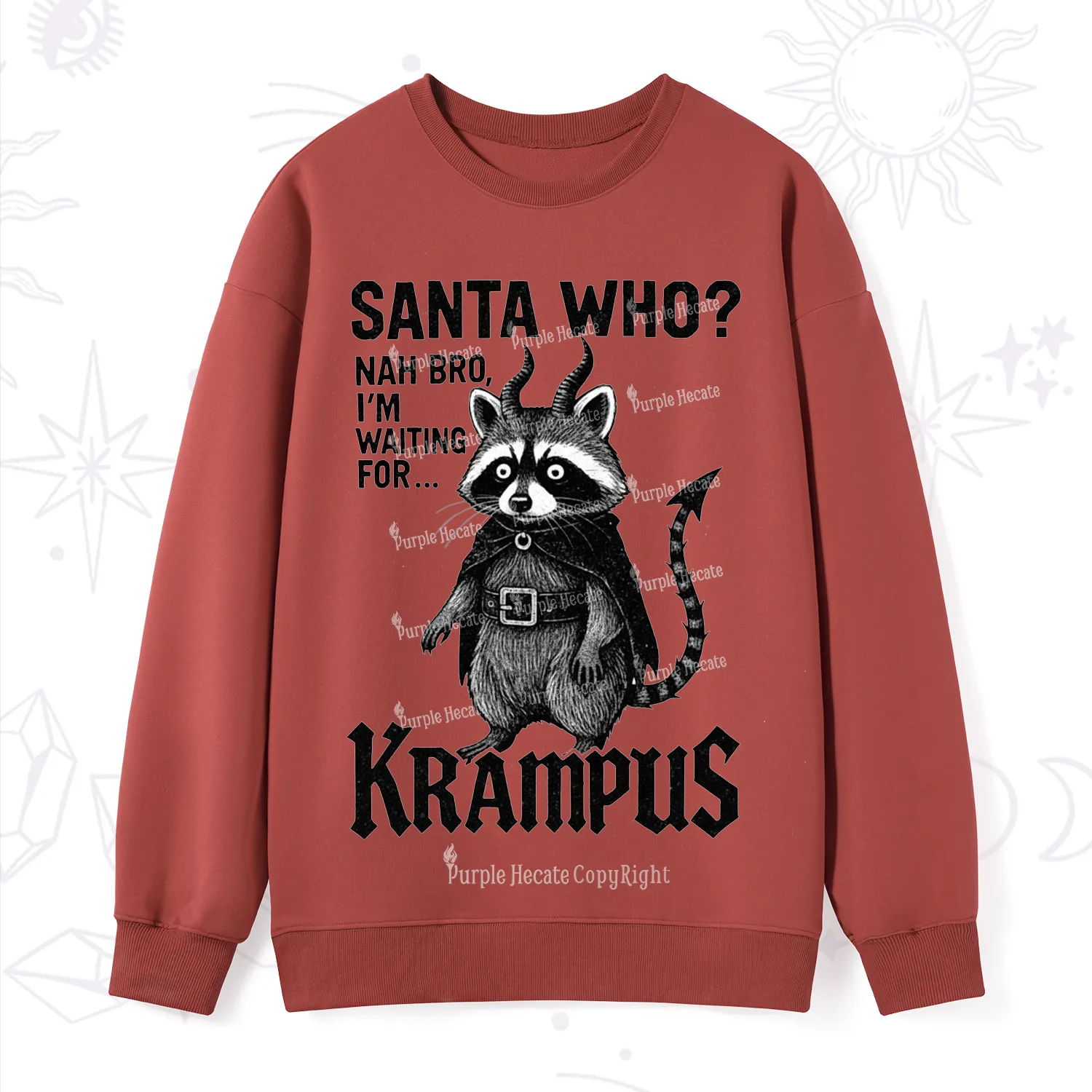 Purplehecate Santa Who? Nah Bro I'm Waiting for Krampus Christmas Sweatshirt