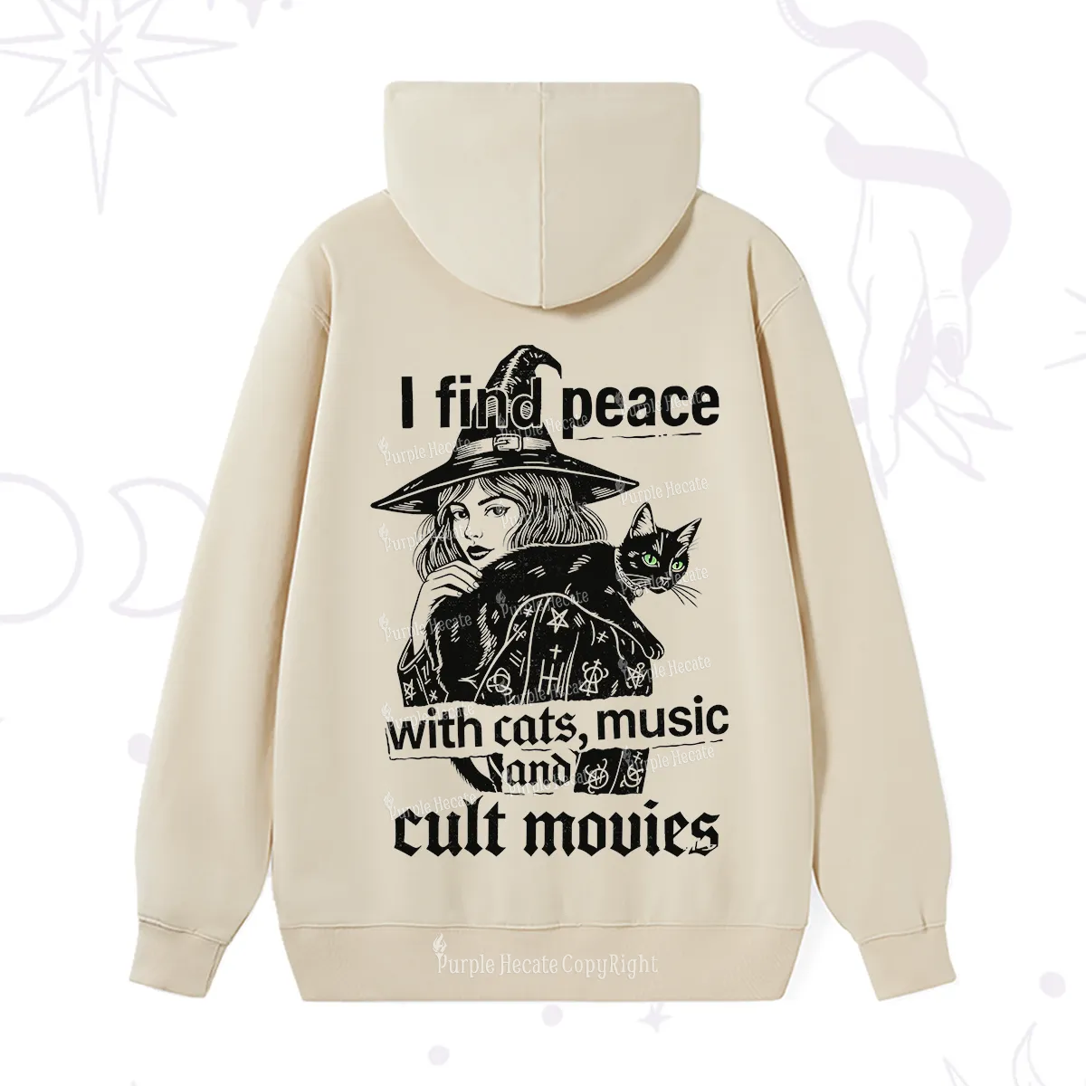 Purplehecate I Find Peace With Cats Music Cult Movies Hoodie