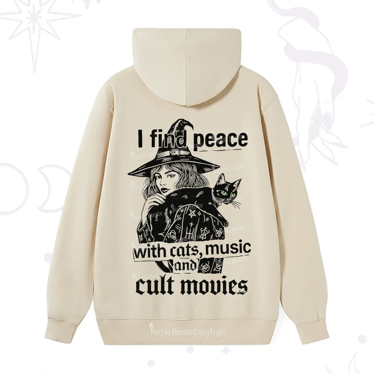 Purplehecate I Find Peace With Cats Music Cult Movies Hoodie