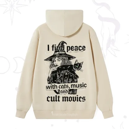 Purplehecate I Find Peace With Cats Music Cult Movies Hoodie