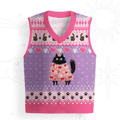 Purplehecate Funny Black Cat in Tree Ugly Sweater Vest