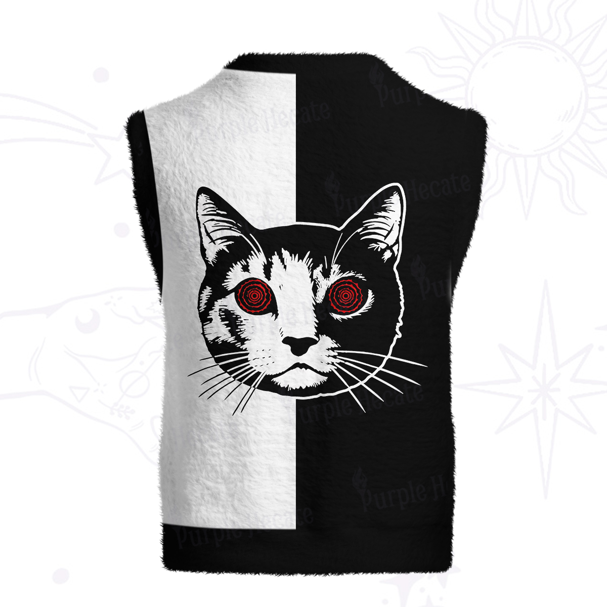 Purplehecate Hypnotic Cat Ugly Sweater Vest