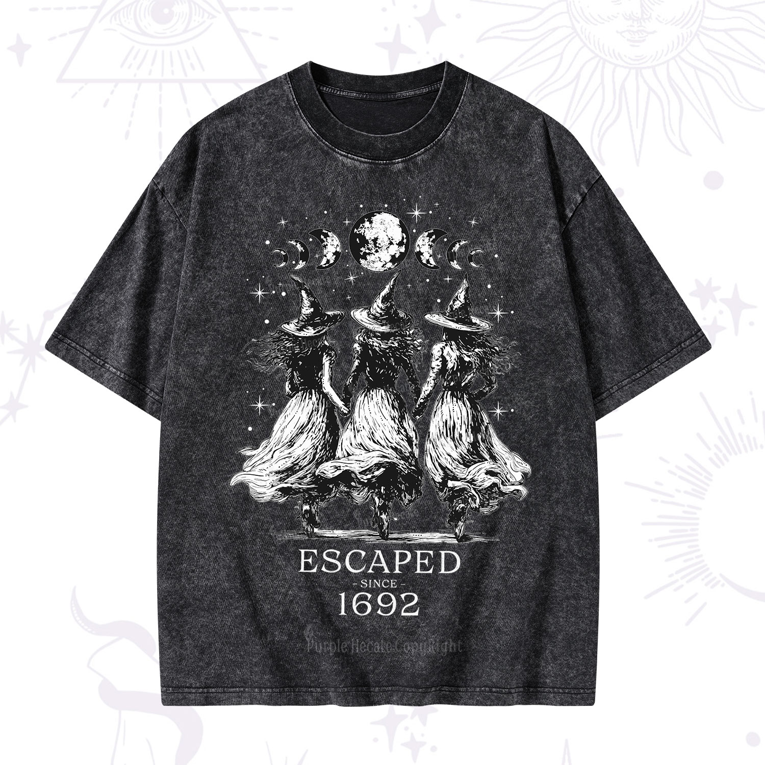 Purplehecate Escaped Since 1692 Washed T-Shirt