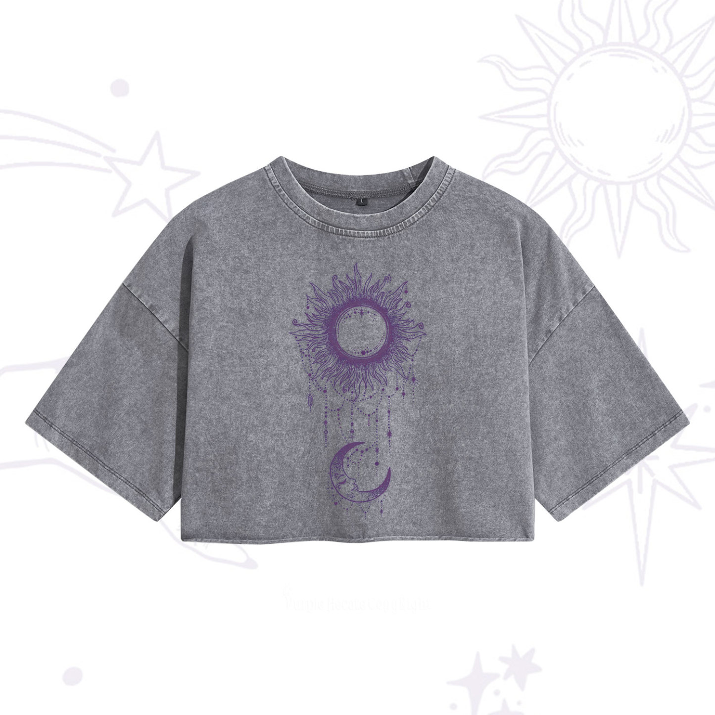 Purplehecate Radiance Of Sun And Moon Washed Cropped T-Shirt
