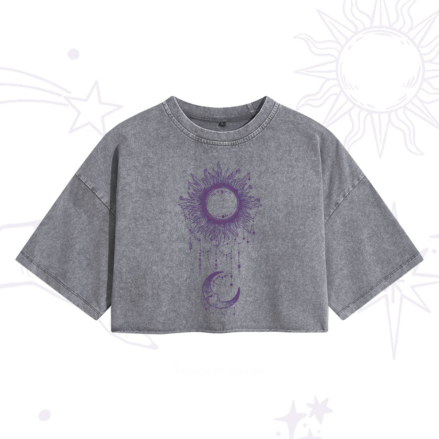 Purplehecate Radiance Of Sun And Moon Washed Cropped T-Shirt