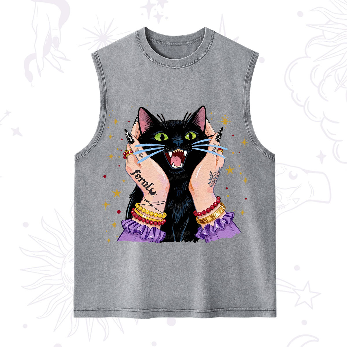 Purplehecate Feral Cat Magic Washed Tank