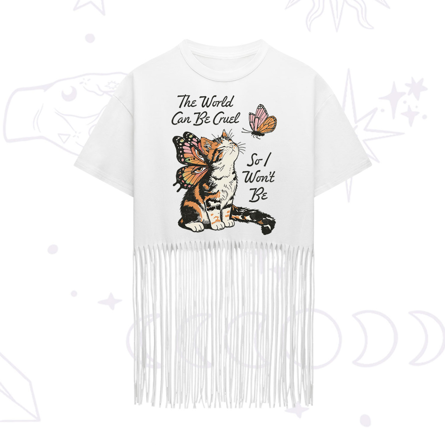 Purplehecate The World Can Be Cruel So I Won't Be Fringe Hem T-Shirt