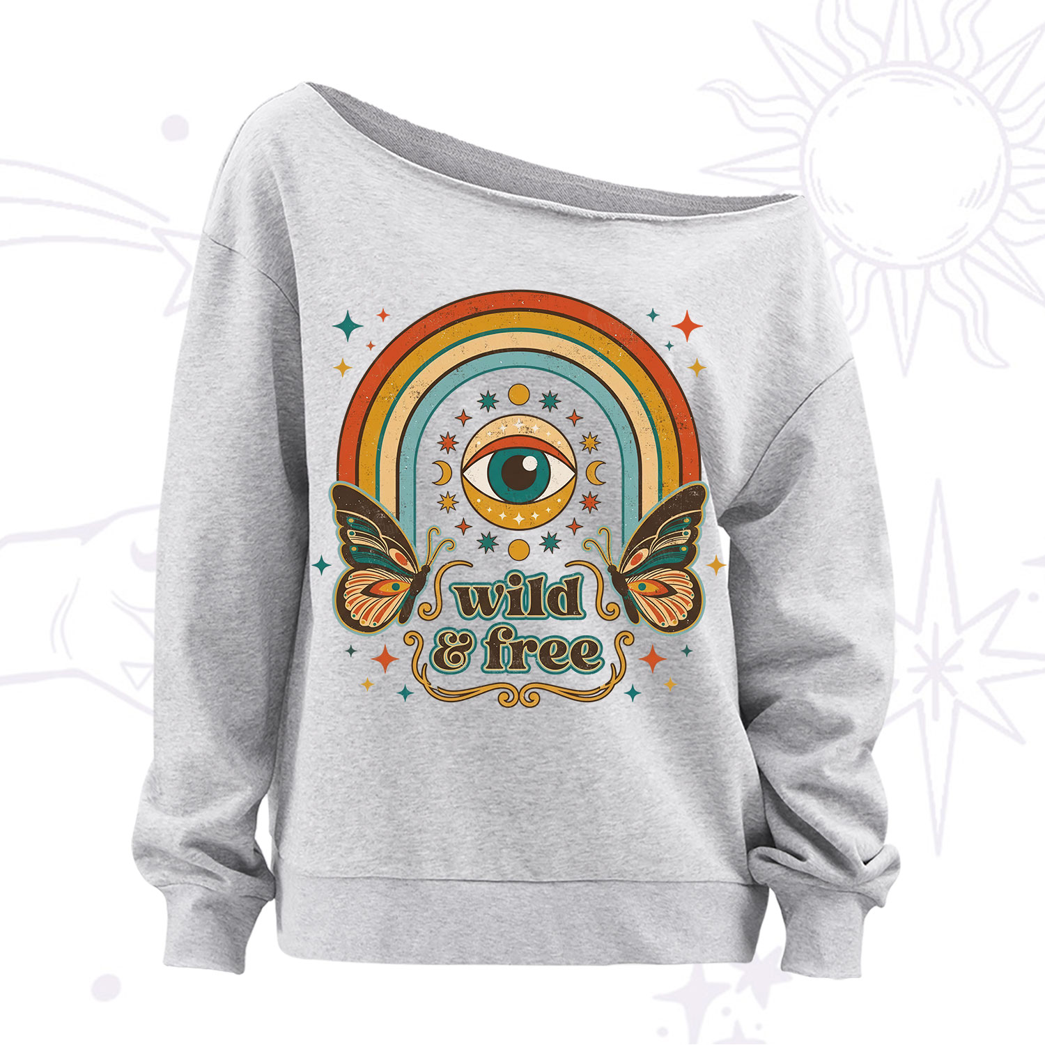 Purplehecate Wild And Free Off The Shoulder Sweatshirt