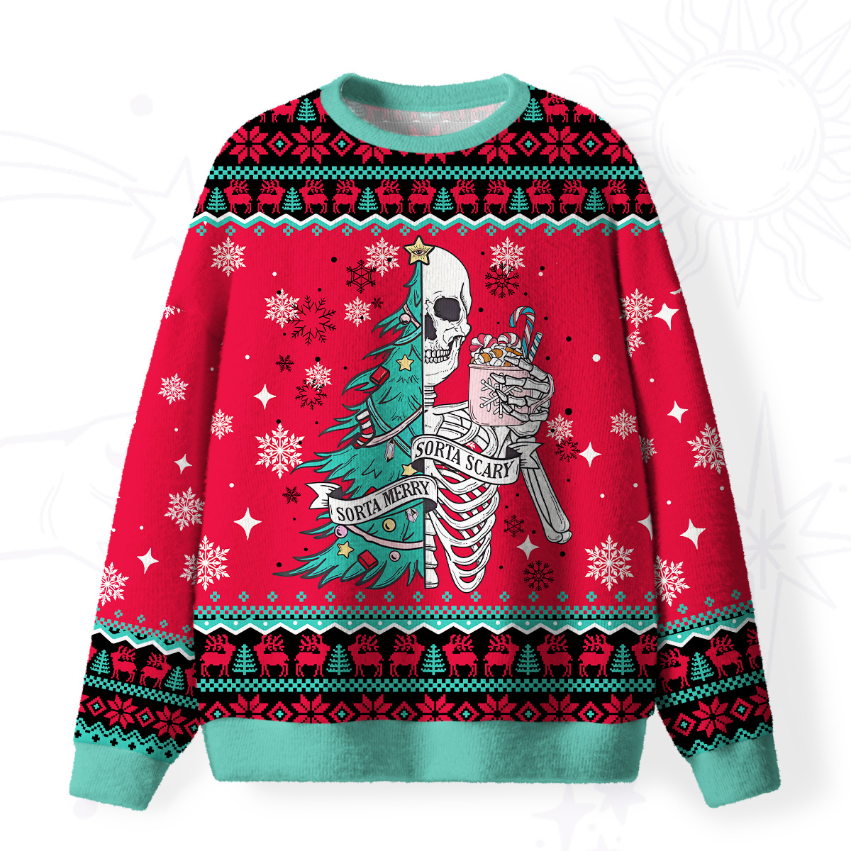 Purplehecate Sorta Merry Sorta Scary Christmas Fuzzy Ugly Christmas Sweatshirt