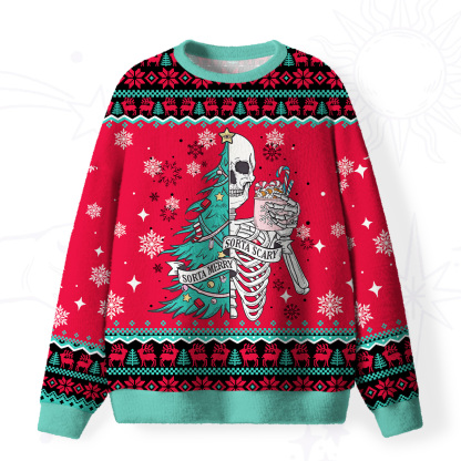 Purplehecate Sorta Merry Sorta Scary Christmas Fuzzy Ugly Christmas Sweatshirt