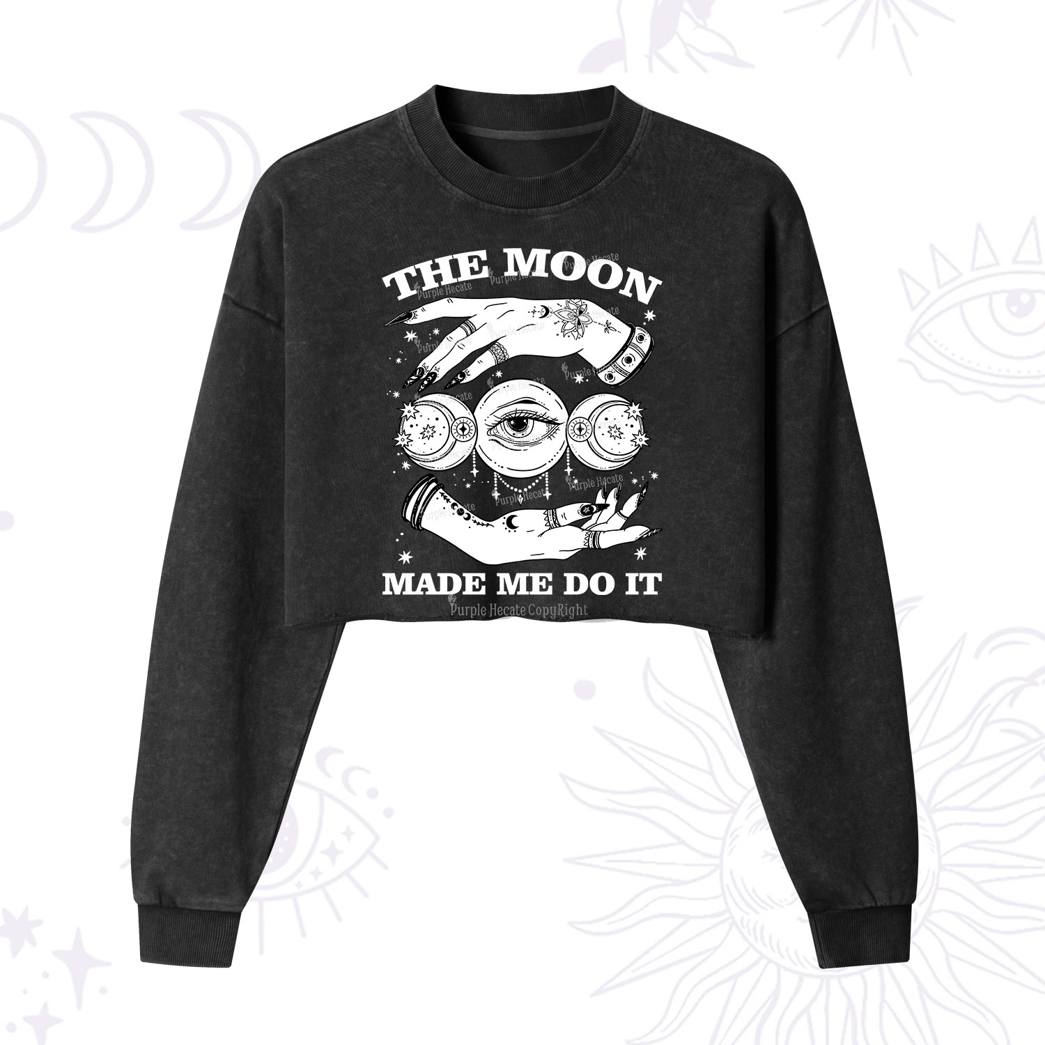Purplehecate Funny The Moon Made Me Do It Cropped Washed Sweatshirt