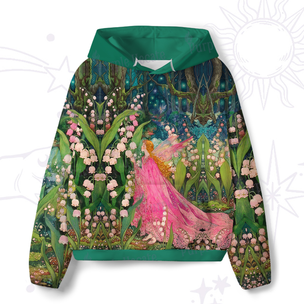 Purplehecate Mystic Secret Lily Fairy Forest All-Over Print Hoodie
