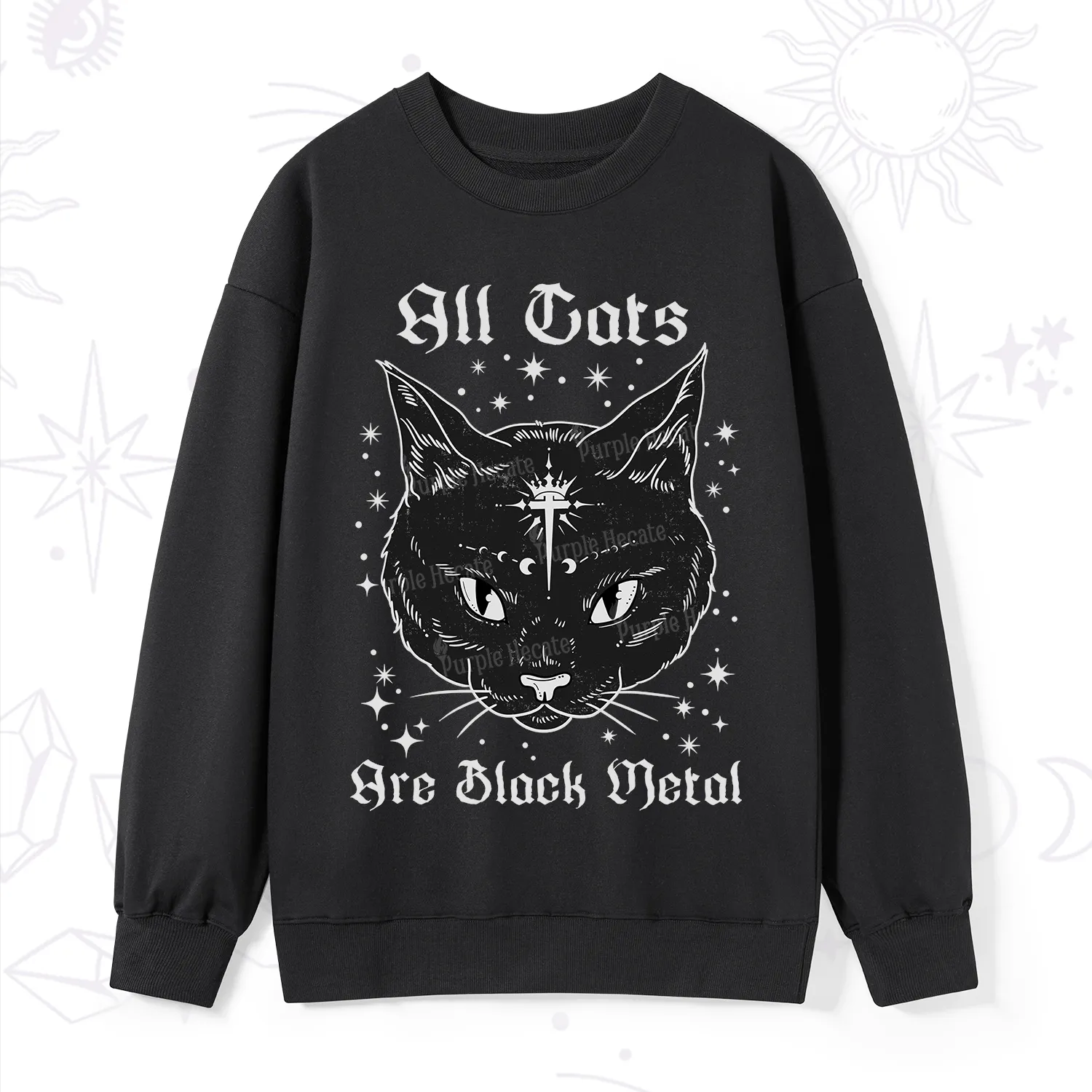 Purplehecate All Cats Are Black Metal Sweatshirt