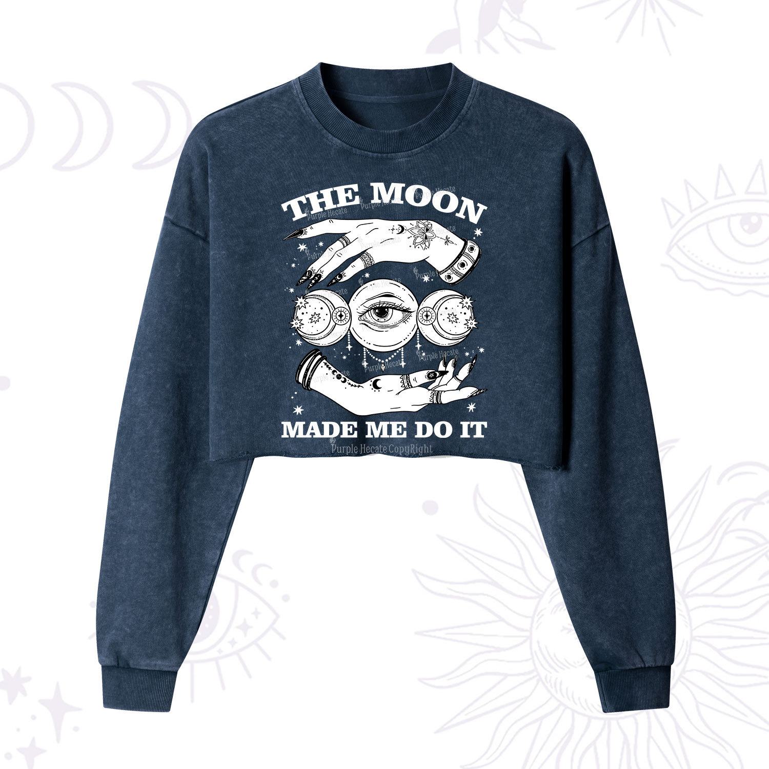 Purplehecate Funny The Moon Made Me Do It Cropped Washed Sweatshirt