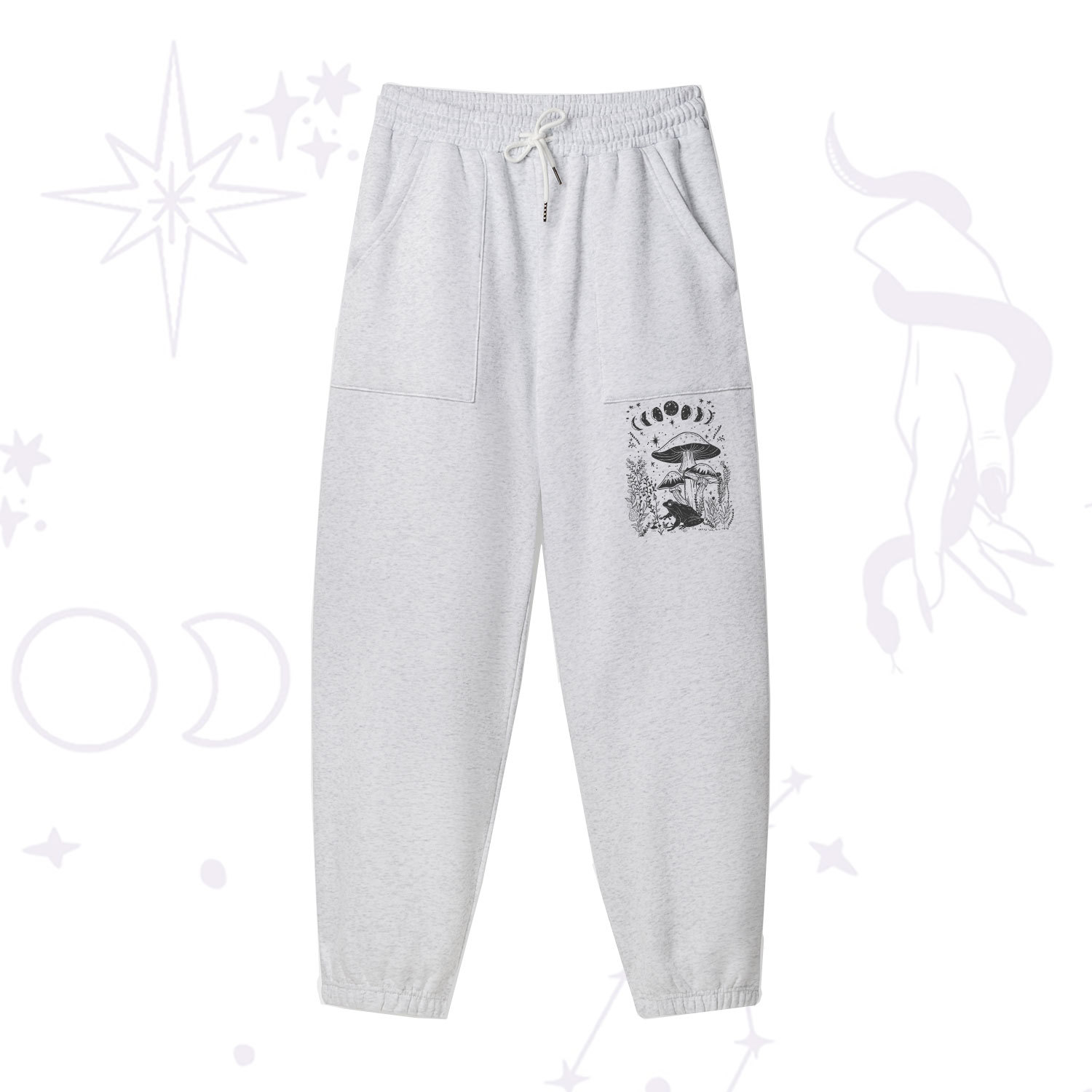 Purplehecate Celestial Frog Mushrooms Fleece Sweatpants