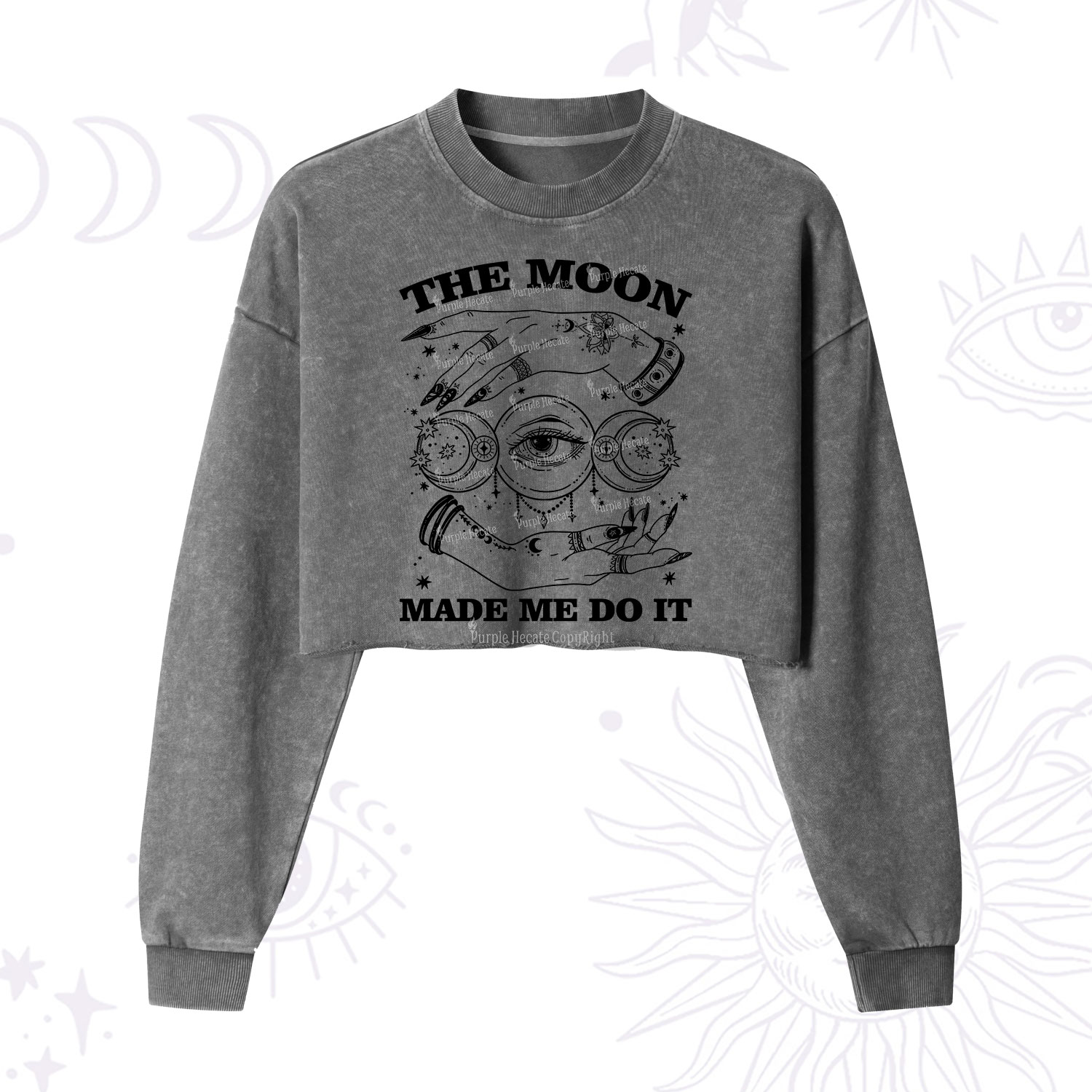 Purplehecate Funny The Moon Made Me Do It Cropped Washed Sweatshirt