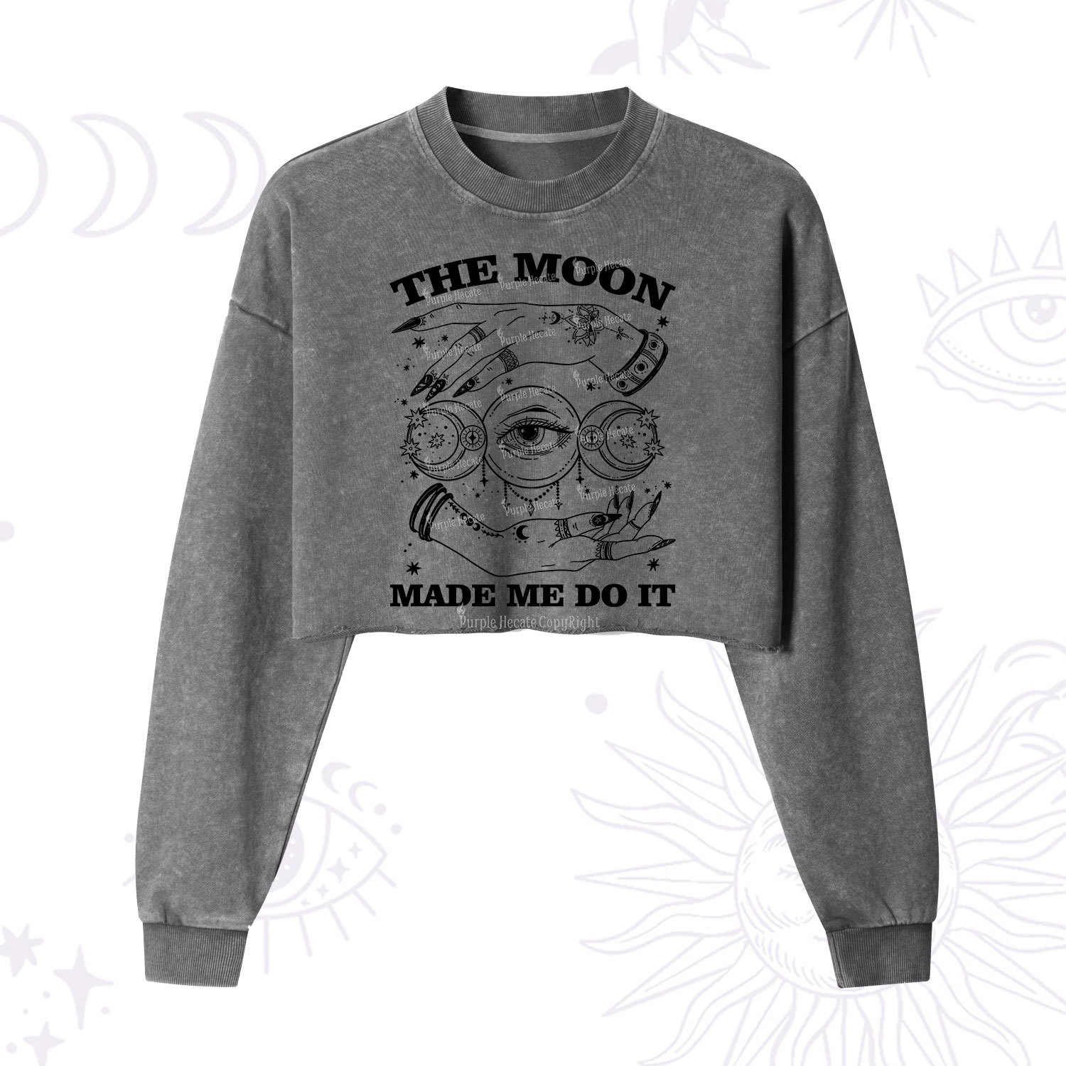 Purplehecate Funny The Moon Made Me Do It Cropped Washed Sweatshirt