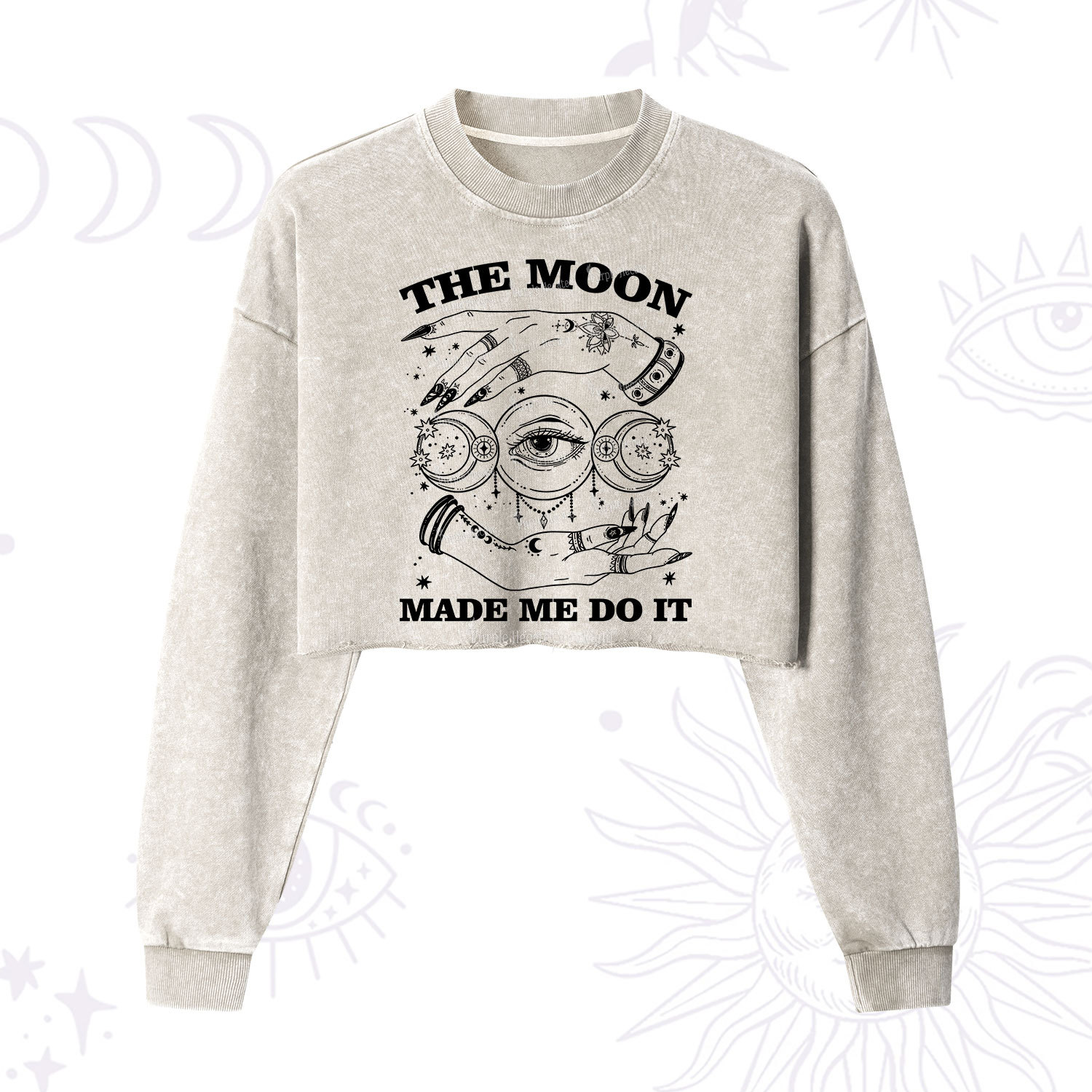 Purplehecate Funny The Moon Made Me Do It Cropped Washed Sweatshirt