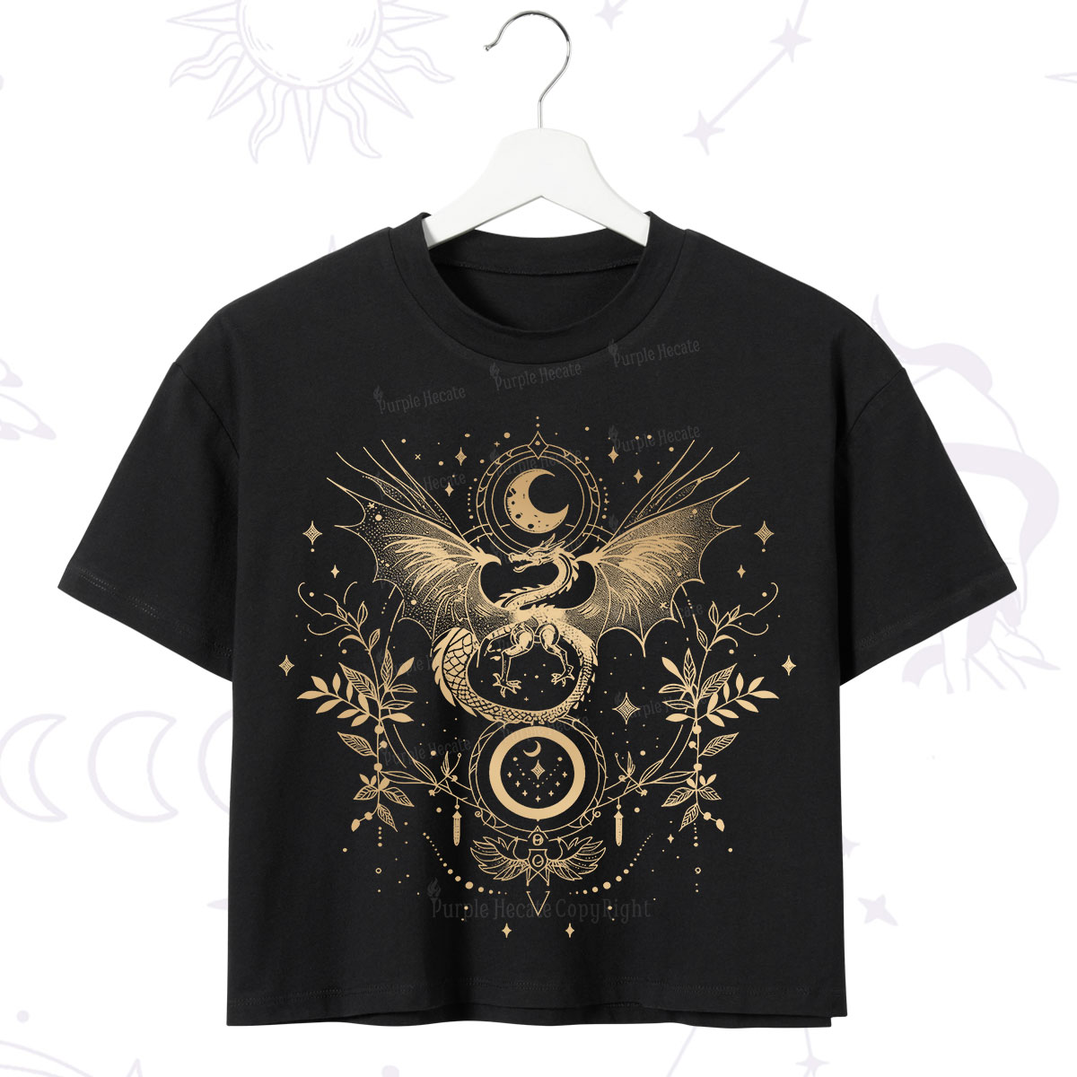 Purplehecate Celestial Dragon Moon Phase Crop T-Shirt