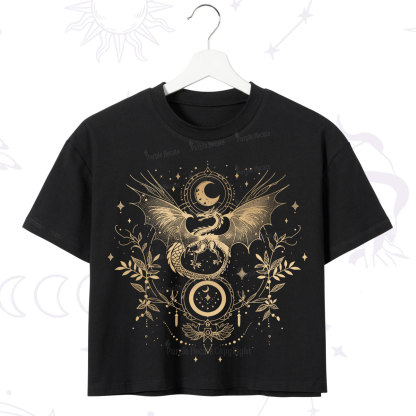 Purplehecate Celestial Dragon Moon Phase Crop T-Shirt