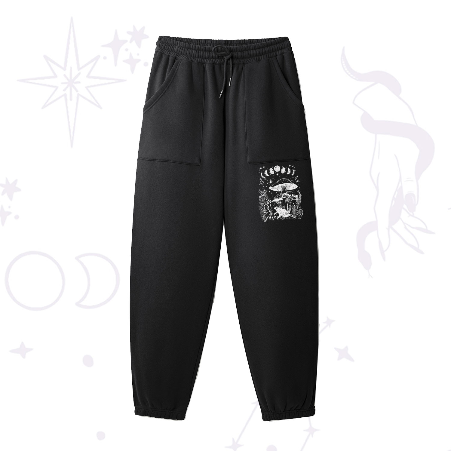 Purplehecate Celestial Frog Mushrooms Fleece Sweatpants
